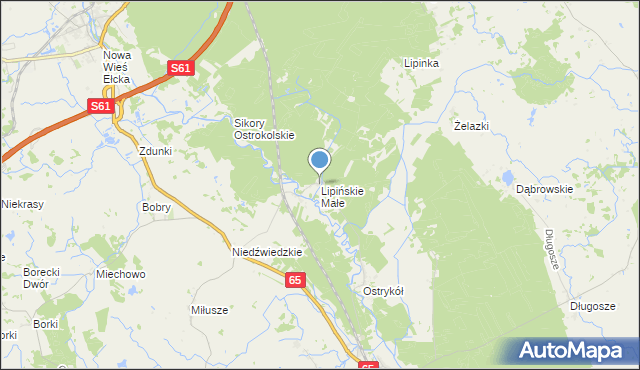 mapa Lipińskie Małe, Lipińskie Małe na mapie Targeo